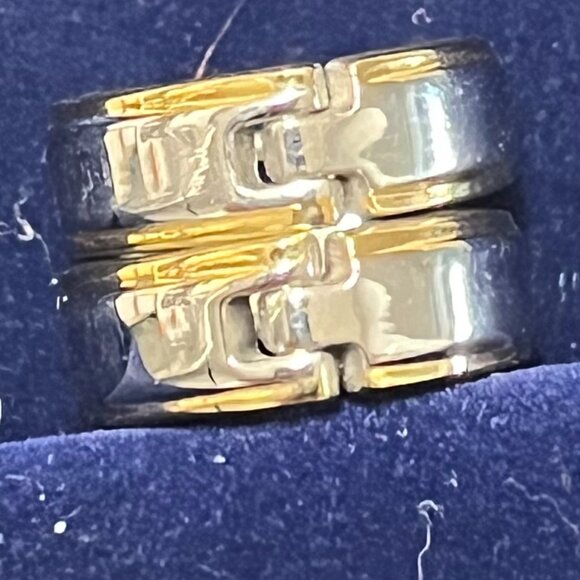 NWT Gold and Silver Stainless Steel Small Hoop earrings. Secure to Clasp - Picture 4 of 9